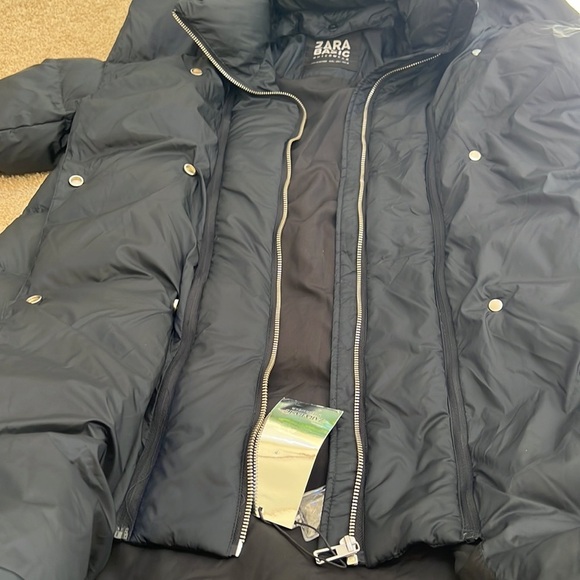 New! Zara basic navy puffer zippered and buttoned snow hoodie jacket. - Picture 15 of 15